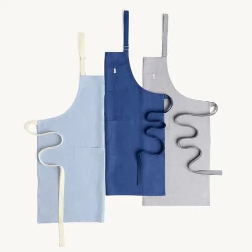 Solino Home 100% Linen Apron Light Grey | Classic Kitchen Apron 32 x 27 in thumbnail 5