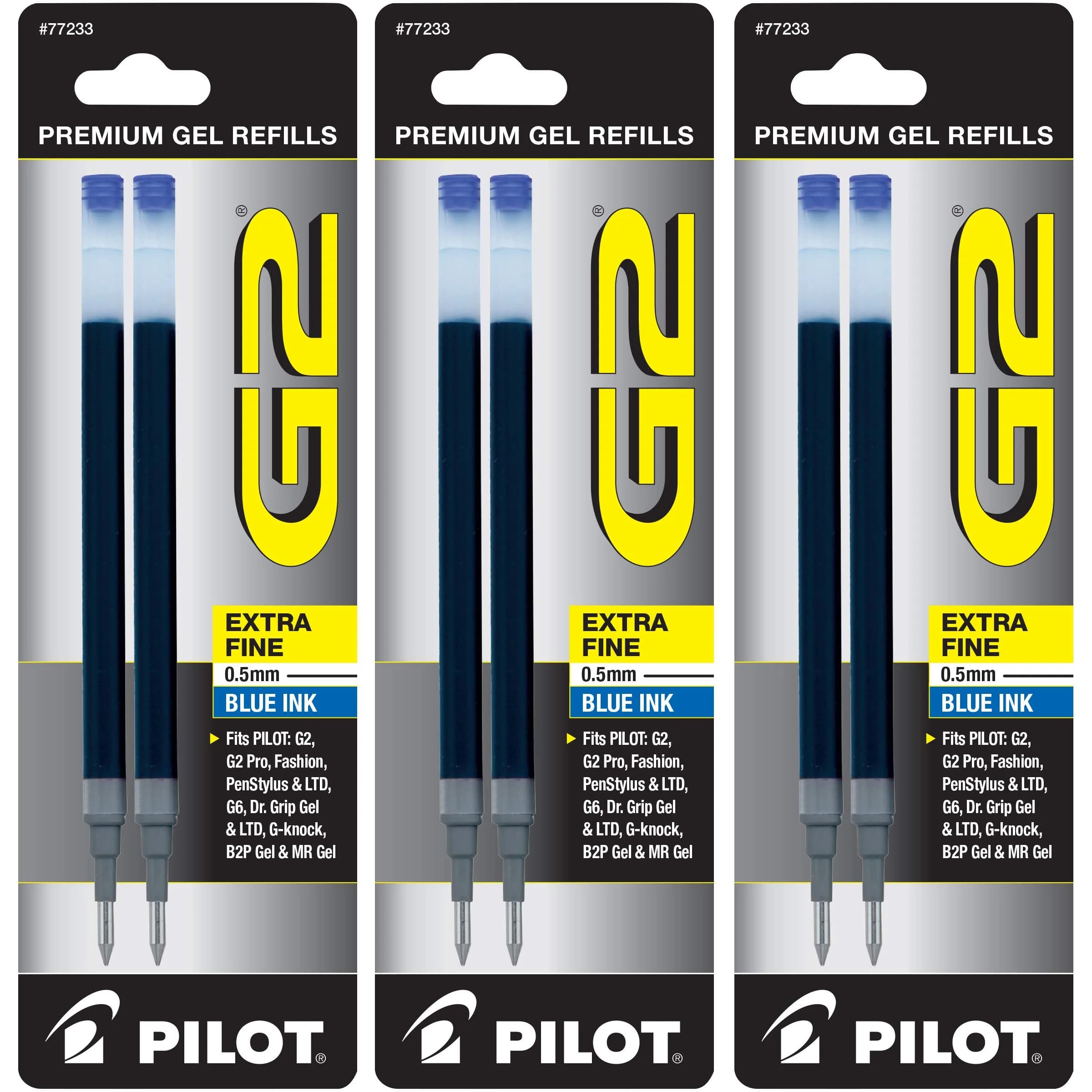 Pilot G2 Gel Ink Refills Extra Fine Point 0.5 mm Blue Pack of 6 | Smooth Writing Ink for Students & Office — 0.5 mm Blue