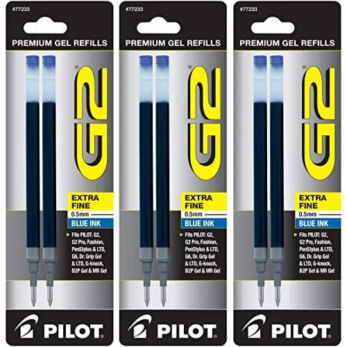 Pilot G2 Gel Ink Refills Extra Fine Point 0.5 mm Blue Pack of 6 | Smooth Writing Ink for Students & Office thumbnail 1