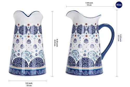 Bico Blue Talavera Ceramic 2.5 Qt Pitcher | Decorative & Dishwasher Safe thumbnail 2