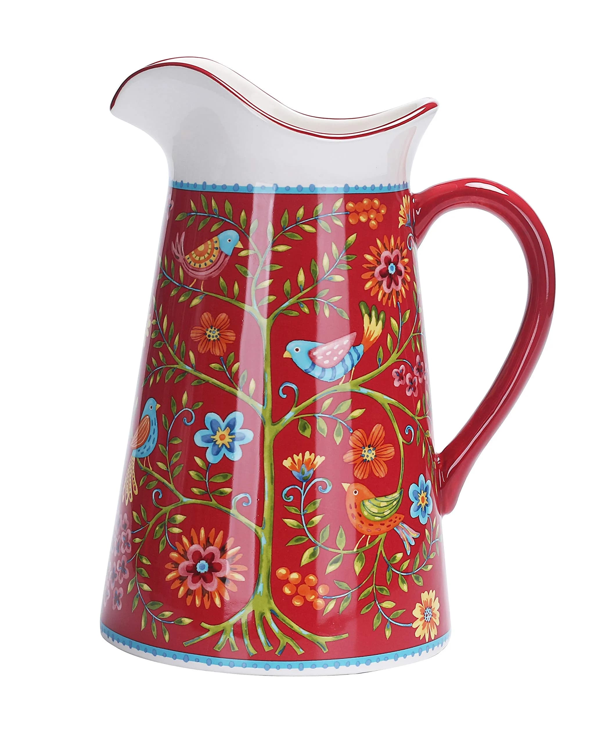 Bico Blue Talavera Ceramic 2.5 Qt Pitcher | Decorative & Dishwasher Safe — Red Spring Bird