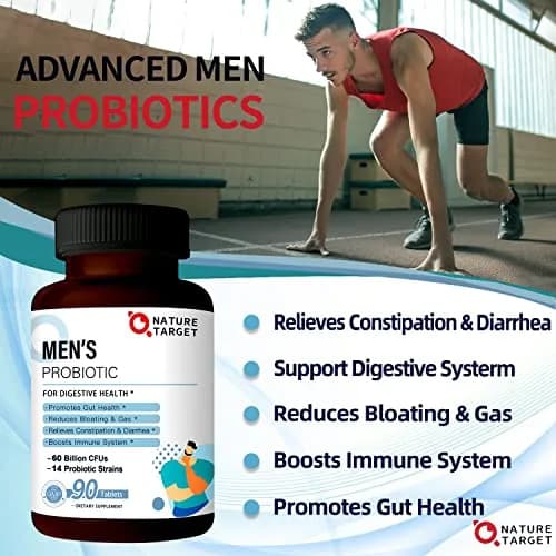 NATURE TARGET Probiotics for Men 90 Veggie Tablets | 60 Billion CFU for Digestive & Immune Support thumbnail 6
