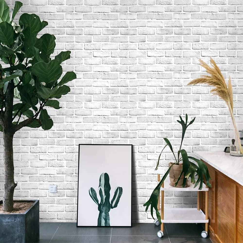 Cohoo Home White Brick Wallpaper Peel and Stick 998.2 cm x 45 cm | Realistic Faux Brick Design