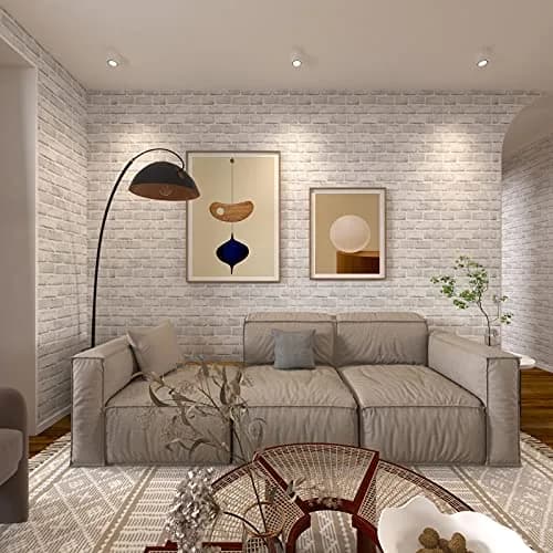 Cohoo Home White Brick Wallpaper Peel and Stick 998.2 cm x 45 cm | Realistic Faux Brick Design thumbnail 5