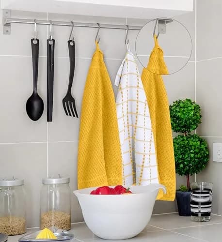 Utopia Towels Yellow Kitchen Towels 12 Pack 38cm x 64cm (15" x 25") | Absorbent Dobby Weave Cotton Dish Cloths thumbnail 7