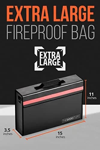The Good Stuff Fireproof Document Bag Black 27.9cm x 12.7cm x 8.9cm | Protects Documents Up to 2000°F thumbnail 5