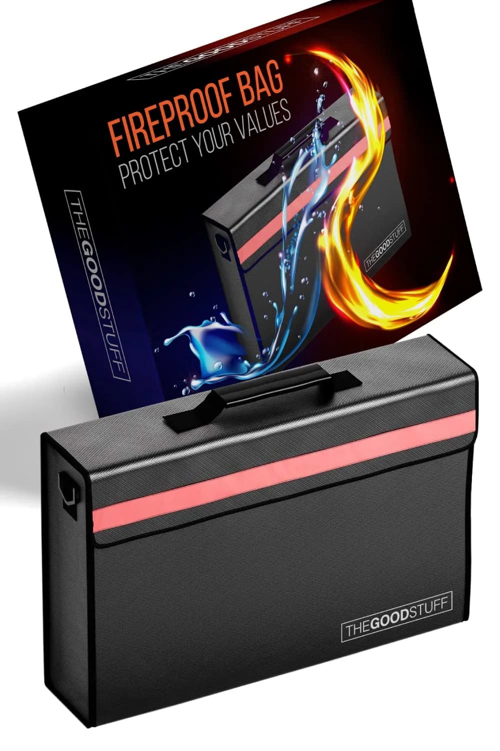 The Good Stuff Fireproof Document Bag Black 27.9cm x 12.7cm x 8.9cm | Protects Documents Up to 2000°F