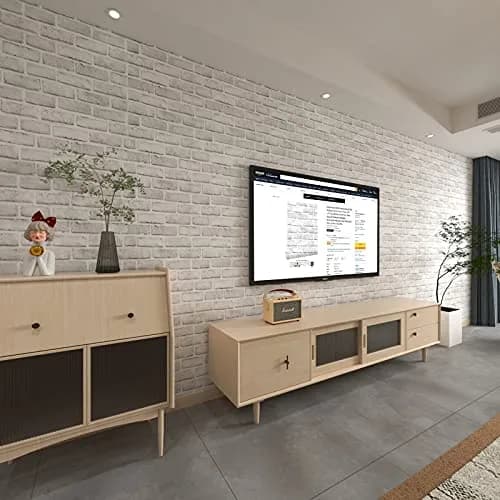 Cohoo Home White Brick Wallpaper Peel and Stick 45cm (17.7") x 500cm (197") | Realistic Faux Brick Wall Covering thumbnail 6
