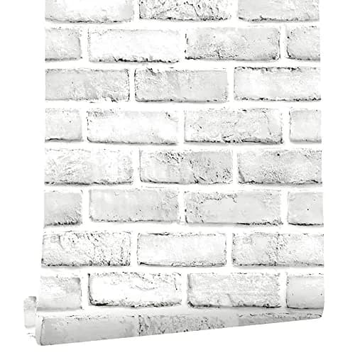 Cohoo Home White Brick Wallpaper Peel and Stick 45cm (17.7") x 500cm (197") | Realistic Faux Brick Wall Covering thumbnail 7