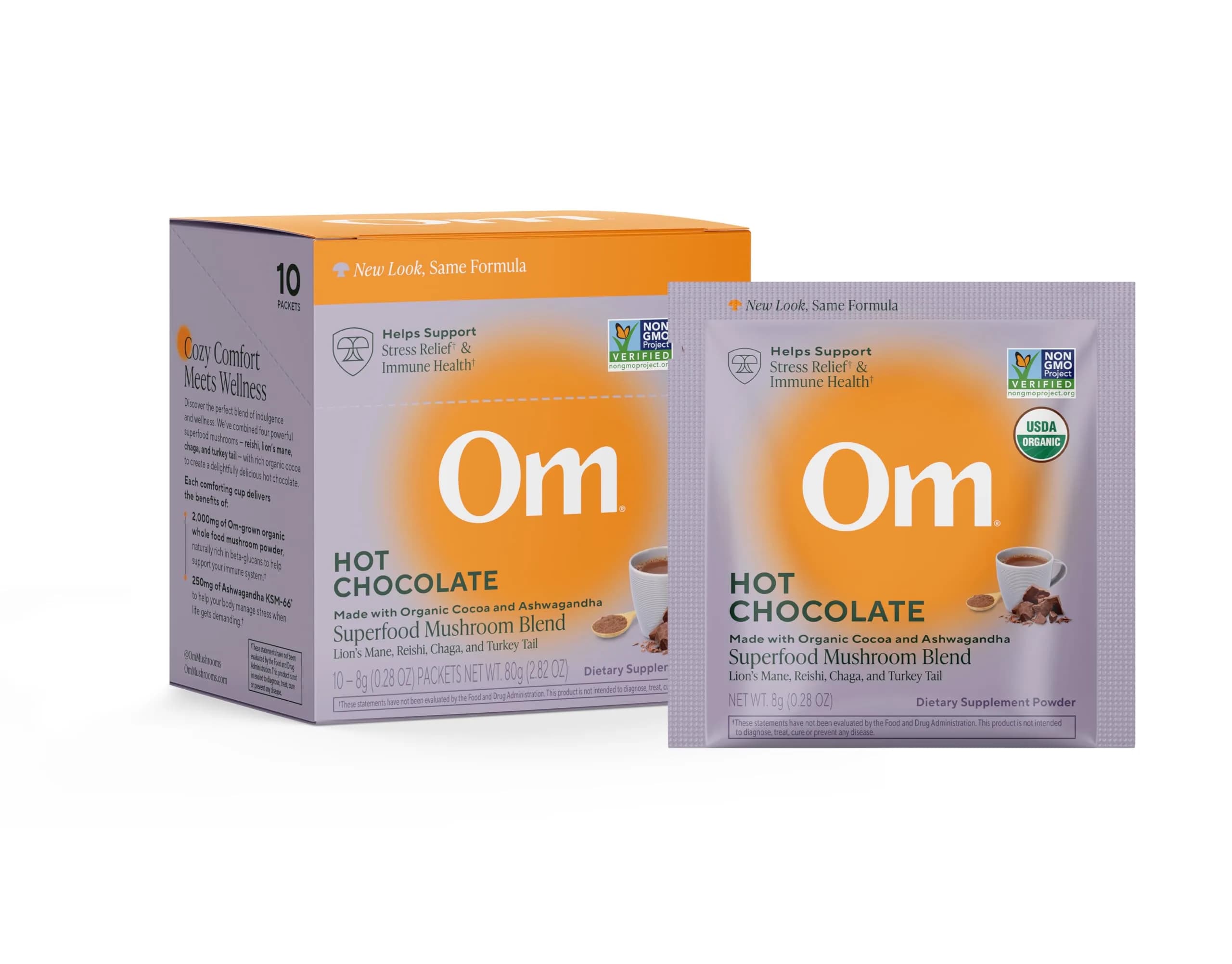 OM MUSHROOM SUPERFOOD Hot Chocolate Blend – Dutch Cocoa with Lion’s Mane, Reishi, Chaga & Turkey Tail – Supports Focus, Calm & Stress Relief – 2g Sugar, 25 Calories – 8.47 oz Canister (30 Servings) — Hot Chocolate / 2.82 Ounce (10 Servings)