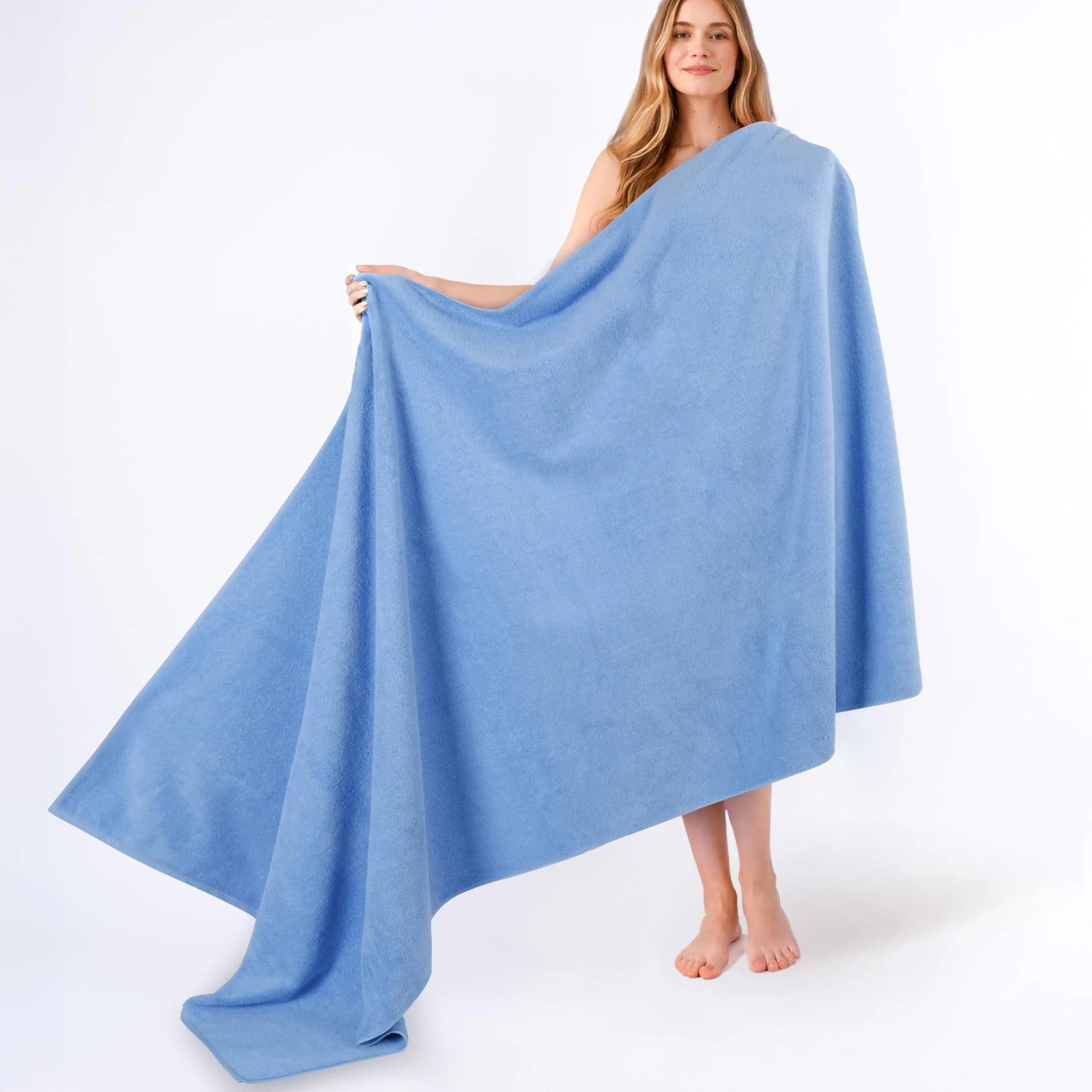 American Soft Linen 100% Cotton Turkish Towels - 6 Piece Set | Luxurious, Absorbent & Quick-Dry — Sky Blue / 40"x80"