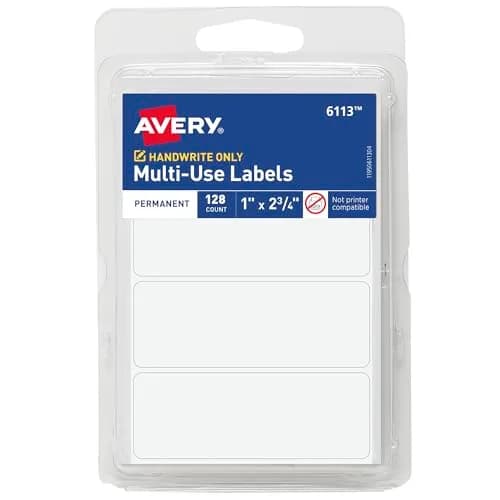 Avery Multi-Use Permanent Labels 1" x 2.75" White 4,608 Labels (36 Packs) | Bulk Pack for Organization thumbnail 1