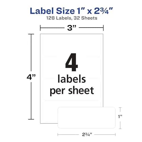 Avery Multi-Use Permanent Labels 1" x 2.75" White 4,608 Labels (36 Packs) | Bulk Pack for Organization thumbnail 4
