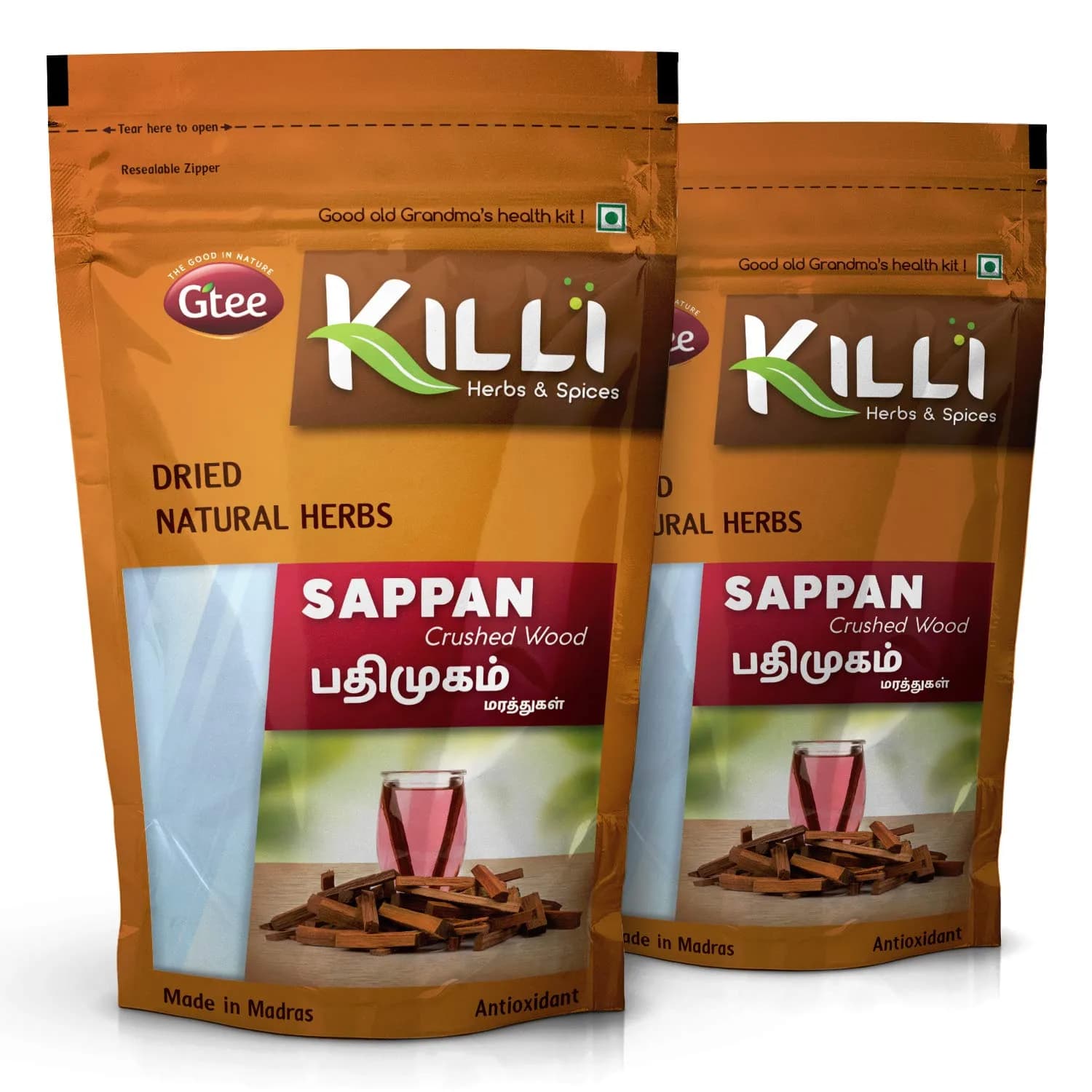 KILLI Sappan Wood | Pathimugam | Patang | Pathimukham Crushed, 100g (Pack of 2) | Traditional Herbal Water - main product image