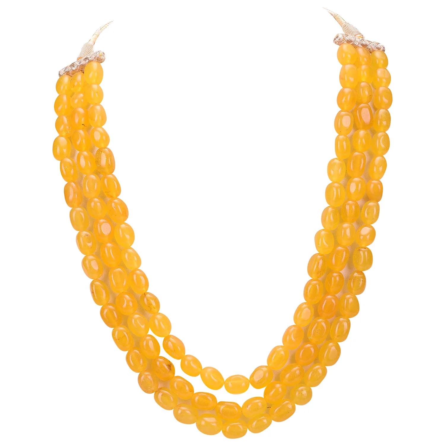 Ratnavali Jewels Blue Necklace 18inch | Traditional Ethnic Beads with Quartz — Yellow