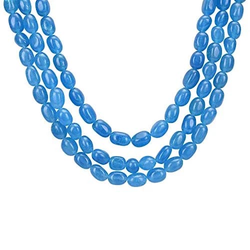 Ratnavali Jewels Blue Necklace 18inch | Traditional Ethnic Beads with Quartz thumbnail 2