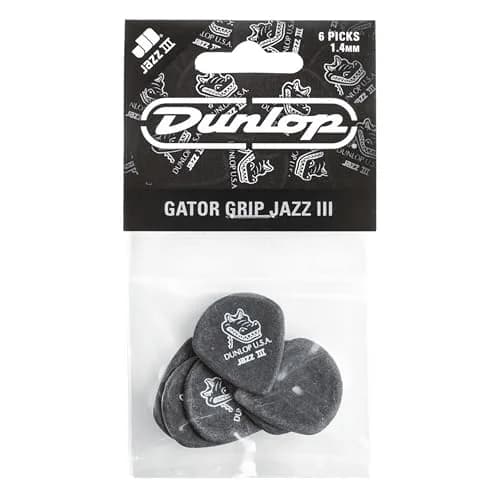 Jim Dunlop Gator Grip Jazz III Pick 1.4MM | Matte, Nonslip, Precise Tone for Guitarists in India thumbnail 1