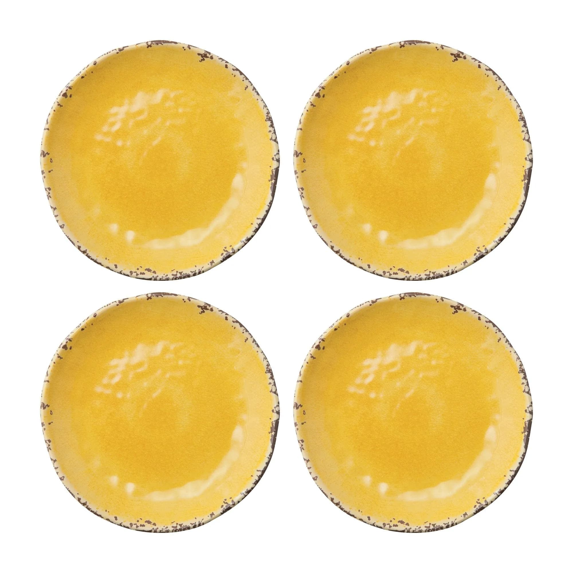 Supreme Housewares 4-Piece 6 Inch Melamine Dessert Plates Crackle Yellow | Elegant & Durable Serving Plates - main product image