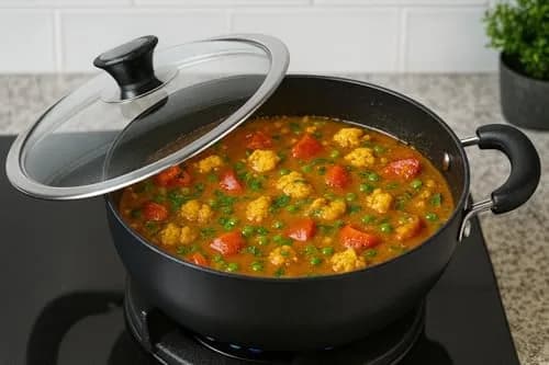 DBY Deep Kadai 2.2 LTR Aluminium Non Stick Frying Pan with Glass Lid | Induction & Gas Compatible thumbnail 8