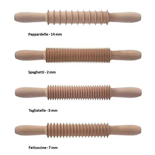 Tredoni Wooden Pappardelle Pasta Cutter Rolling Pin (Pappardelle - 14mm) | Professional Italian Pasta Tool for Home & Kitchen thumbnail 3