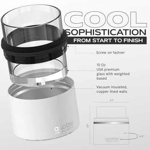 asobu Whiskey Glass with Insulated Stainless Steel Sleeve, 10.5 oz | Keeps Liquor Chilled & Never Diluted thumbnail 6