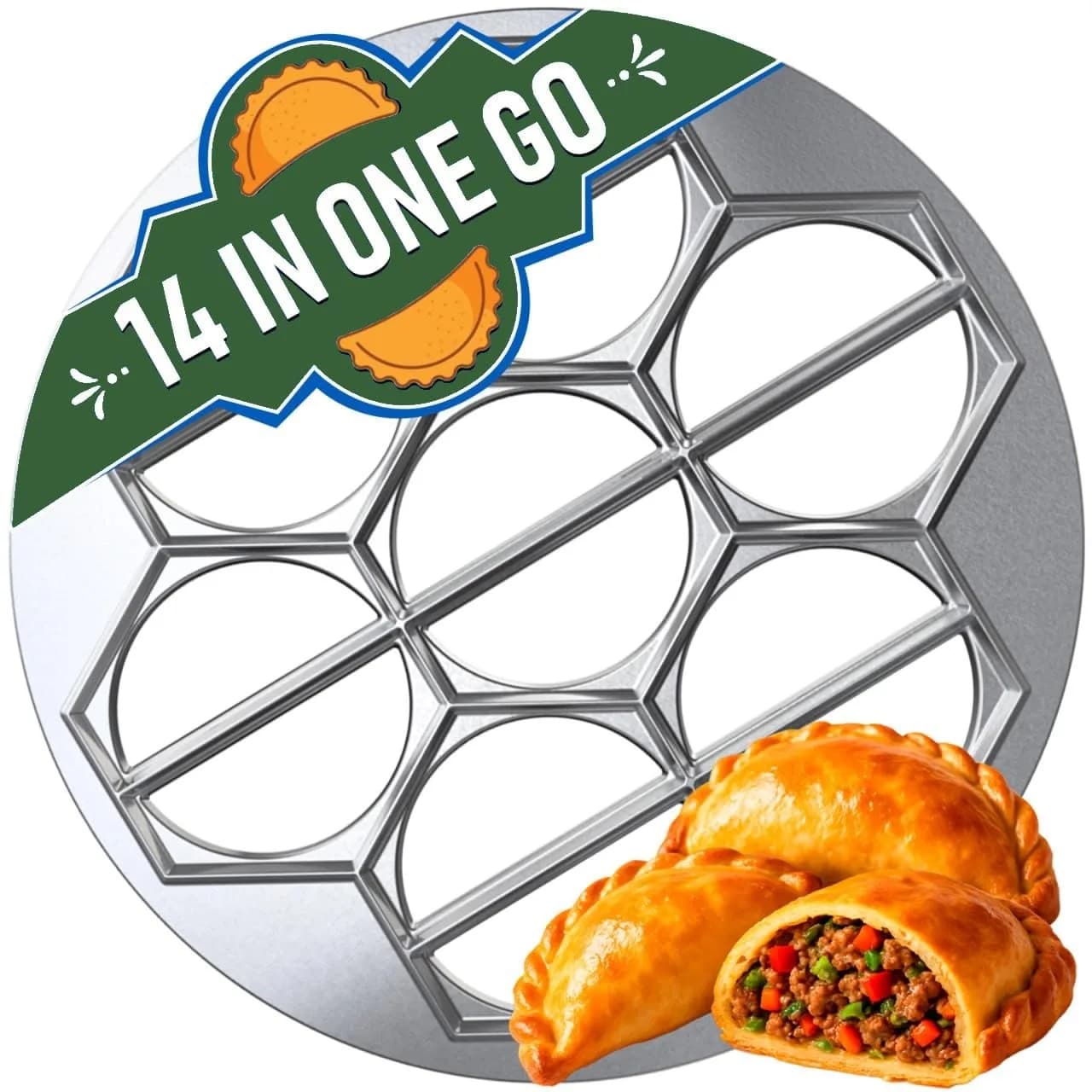 MHH Ravioli & Empanada Maker – Heavy-Duty 14-Slot Mold Press for Homemade Dumplings, Pastries, Samosas & More | Global Recipes - main product image