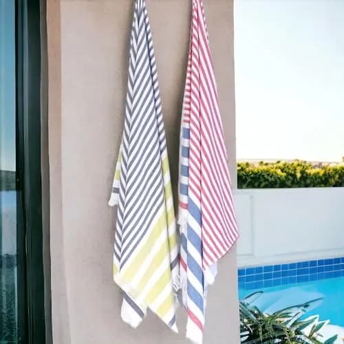 Luzia Striped Peshtemal Multi-Use Towel 102cm x 178cm (40 x 70 inches) | Premium Turkish Cotton, Quick Drying thumbnail 4