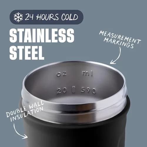 BlenderBottle Strada Insulated Stainless Steel Shaker Cup 710ml (24oz) with Wire Whisk | Keeps Drinks Cold 24 Hours thumbnail 3