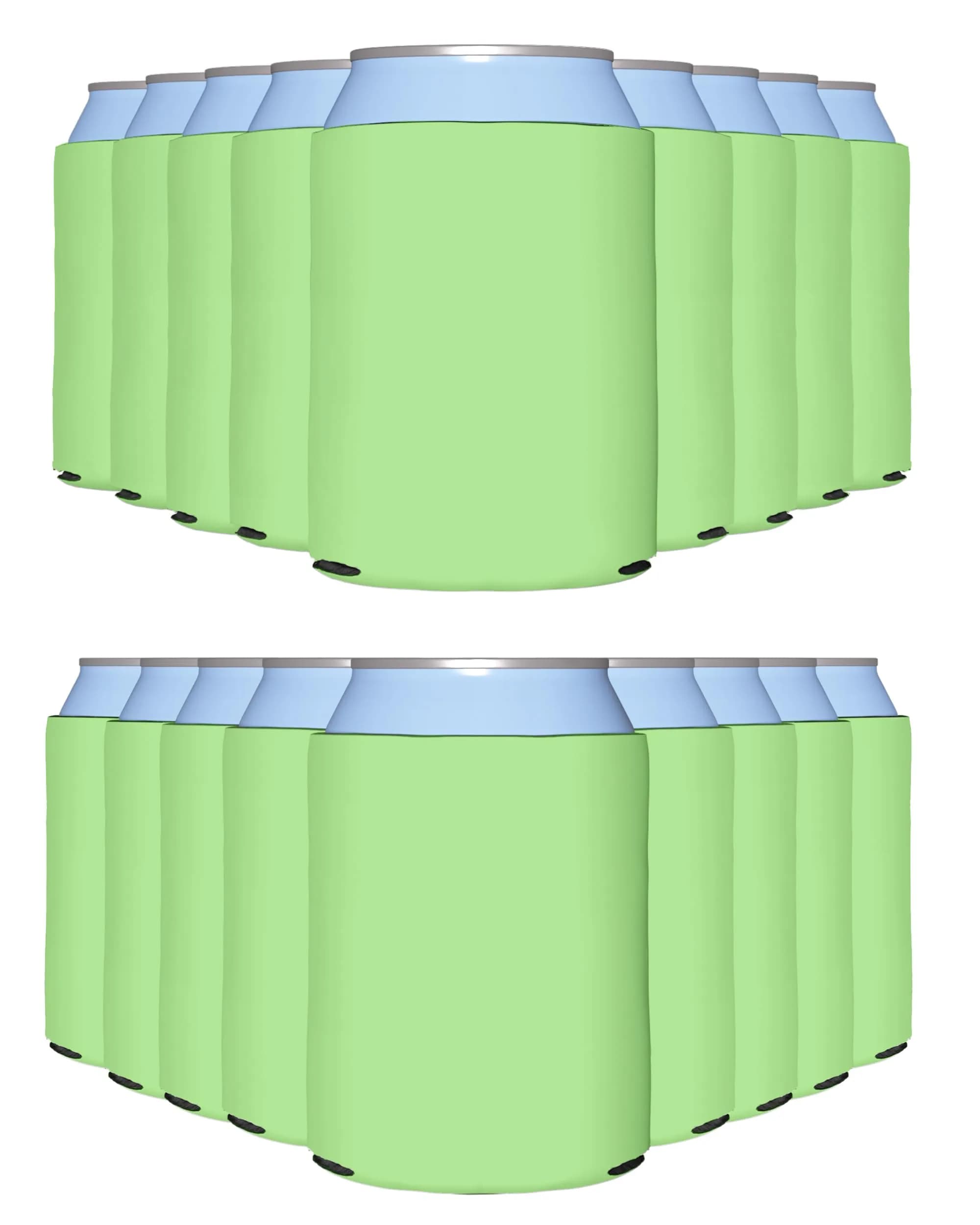 PartyPrints 100 Pack Pistachio Blank Can Cooler Sleeves | Insulated Foam Drink Holder for 12oz & 16oz Cans - main product image