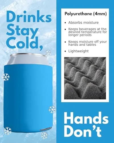 PartyPrints Robins Egg Blue Blank Can Cooler Sleeves (100 Pack, 156ml/5.5oz) | Customizable Foam Drink Holder for Parties thumbnail 6