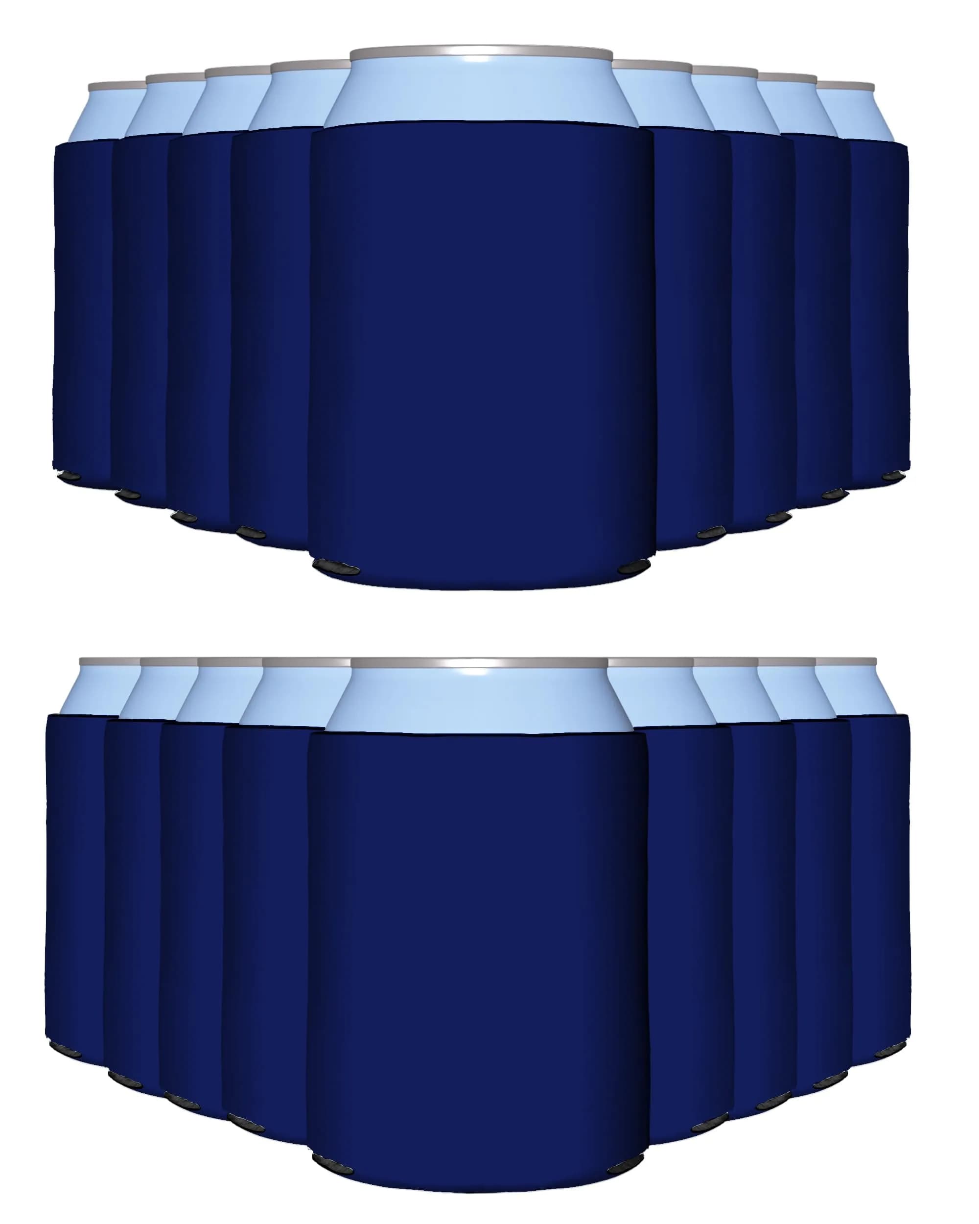 PartyPrints Navy Blue Blank Can Cooler Sleeves 100 Pack | Customizable Foam Drink Holder for 12oz & 16oz Cans - main product image