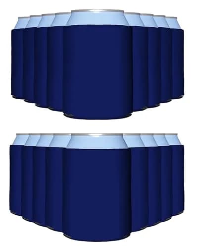 PartyPrints Navy Blue Blank Can Cooler Sleeves 100 Pack | Customizable Foam Drink Holder for 12oz & 16oz Cans thumbnail 1