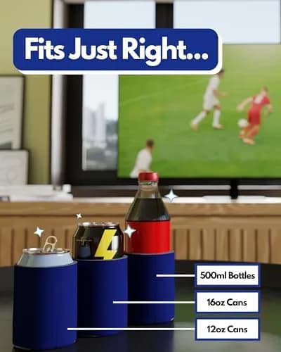 PartyPrints Navy Blue Blank Can Cooler Sleeves 100 Pack | Customizable Foam Drink Holder for 12oz & 16oz Cans thumbnail 4