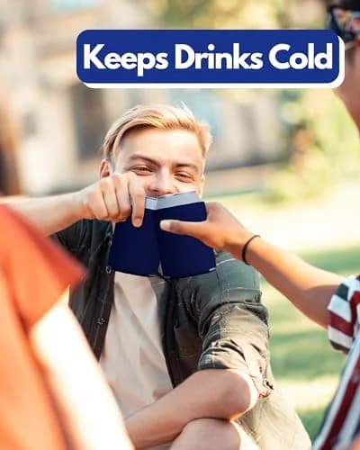 PartyPrints Navy Blue Blank Can Cooler Sleeves 100 Pack | Customizable Foam Drink Holder for 12oz & 16oz Cans thumbnail 5