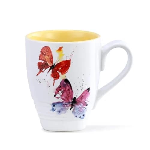 DEMDACO Flock of Butterflies Mug by Dean Crouser, Glossy Stoneware | Vibrant Watercolor Design, 16oz, Microwave & Dishwasher Safe thumbnail 1