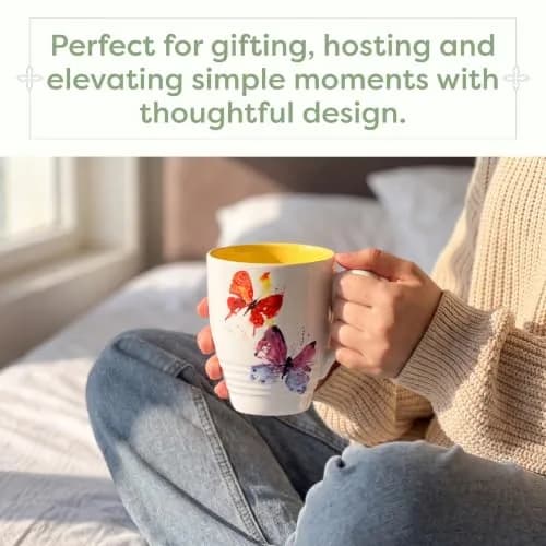 DEMDACO Flock of Butterflies Mug by Dean Crouser, Glossy Stoneware | Vibrant Watercolor Design, 16oz, Microwave & Dishwasher Safe thumbnail 4