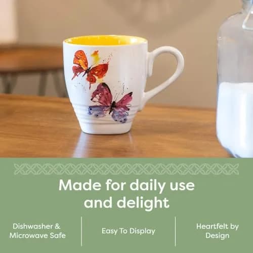 DEMDACO Flock of Butterflies Mug by Dean Crouser, Glossy Stoneware | Vibrant Watercolor Design, 16oz, Microwave & Dishwasher Safe thumbnail 6