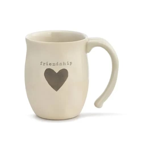 DEMDACO Ivory Ceramic Stoneware Friendship Heart Mug, 16 oz Capacity | Handcrafted Gift for Loved Ones (120 characters) thumbnail 1