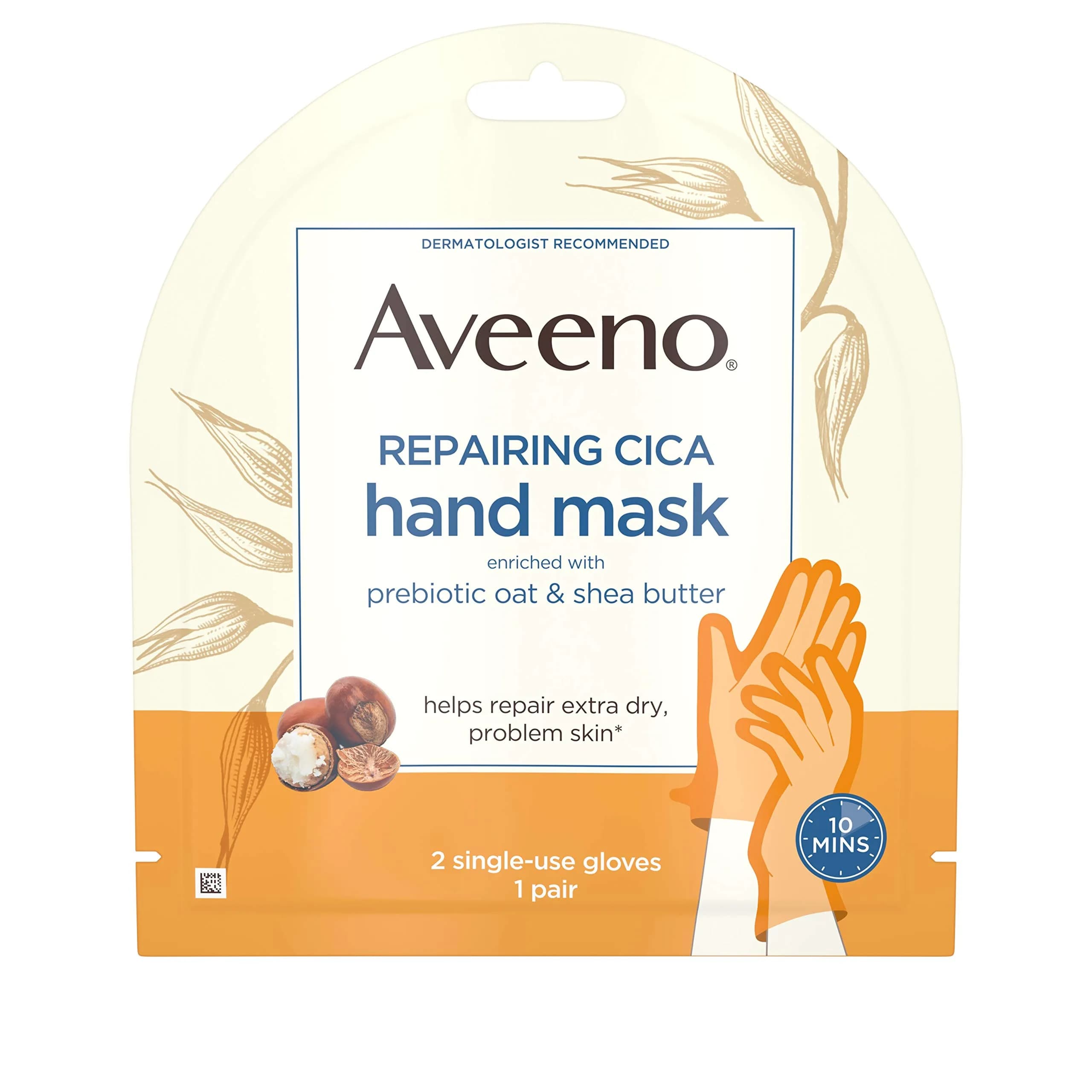 Aveeno Repairing CICA Hand Mask with Shea Butter & Prebiotic Oat, 36 Pack | Moisturizes & Nourishes - main product image