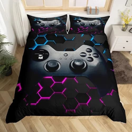 Erosebridal Kids Teens Video Games Duvet Cover Set | Gaming Controller Pattern, Full Size, Microfiber, All Seasons thumbnail 1