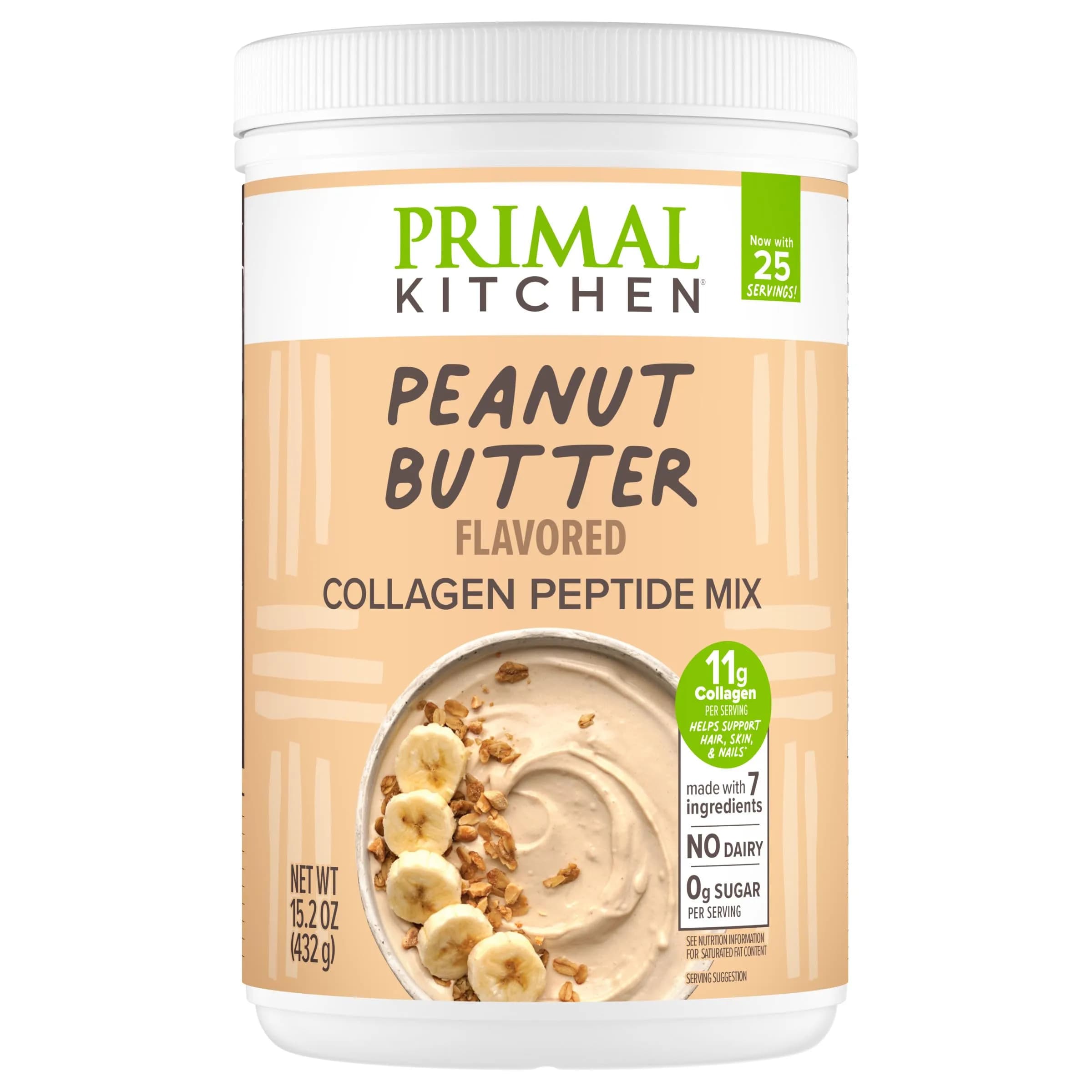 Primal Kitchen Matcha Collagen Keto Latte Powder 265g (9.33 Oz) | Sugar-Free Keto Supplement for Hair, Skin & Nails — Peanut Butter / 14.3 Ounce