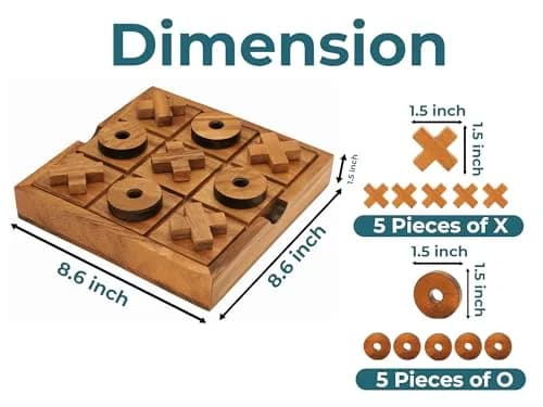 BSIRI Extra Large Tic Tac Toe Board Game | Family & Game Night Decor (8.6 Inch) thumbnail 4