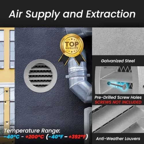 Repa Market 4 Inch Heavy-Duty Aluminum Alloy Gable Vent | Cold Air Intake & Ventilation Cover thumbnail 3