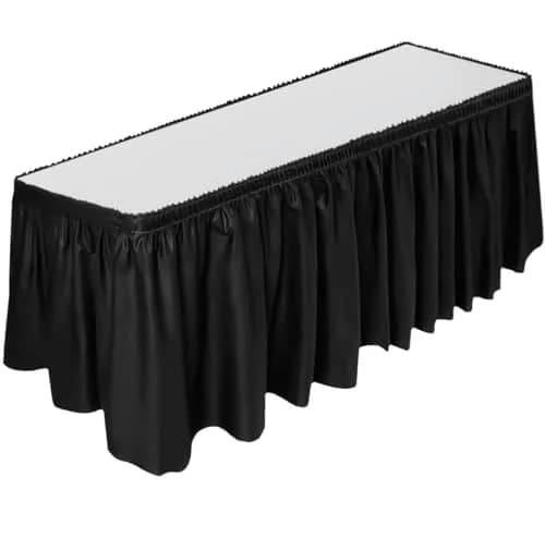 DecorRack Black Plastic Table Skirt 4.26 m (14 ft) | BPA-Free, Reusable, Rectangular for Events thumbnail 1