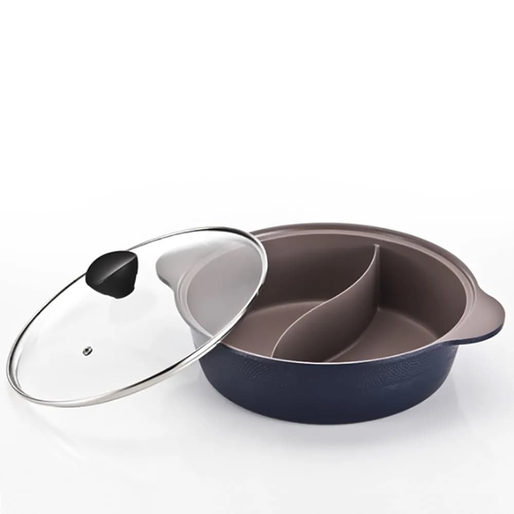 LP LIVING PLUS IH Shabu Shabu Stock Pot 2.7L (2.9 Quarts) | Dual Divider Ceramic Cookware - main product image