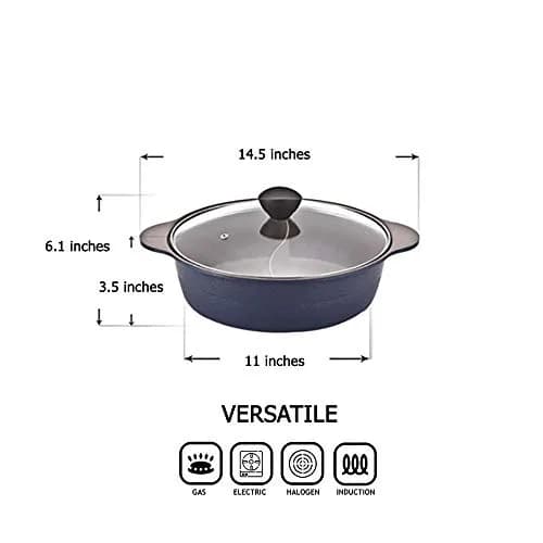 LP LIVING PLUS IH Shabu Shabu Stock Pot 2.7L (2.9 Quarts) | Dual Divider Ceramic Cookware thumbnail 3
