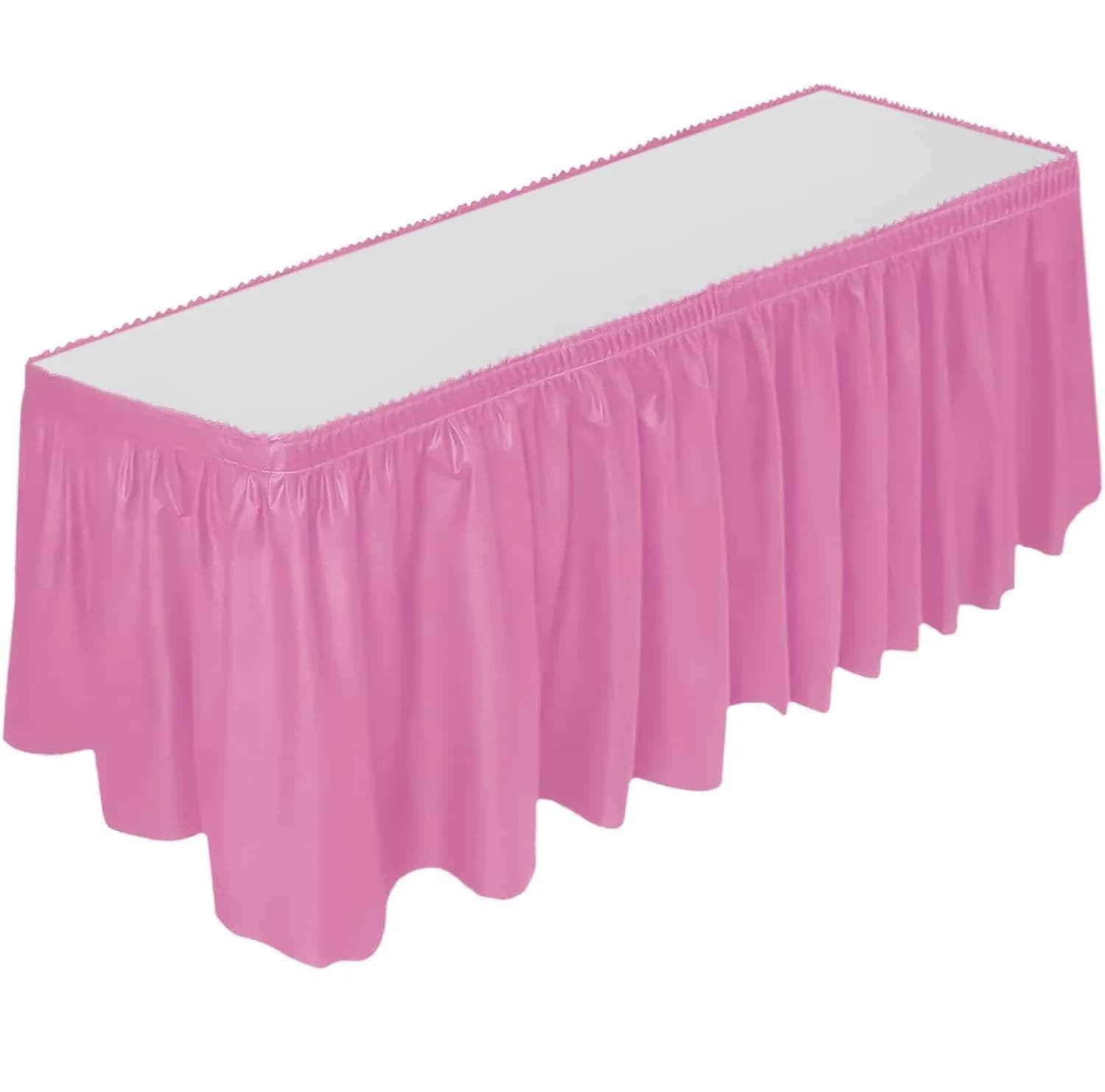 DecorRack Plastic Table Skirt Light Pink 73 cm (29 in) x 4.26 m (14 ft) | BPA-Free & Reusable for Parties — Light Pink