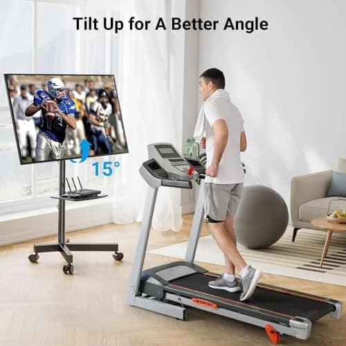 PERLESMITH Rolling TV Stand for 23-60 Inch LCD LED TVs | Supports 88Lbs, Tilt & Lock Wheels, Max VESA 400x400mm, Portable with Shelf thumbnail 3