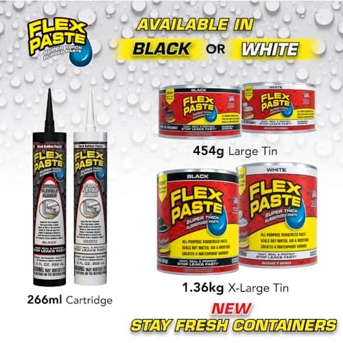 Flex Paste Waterproof Sealant Cartridge 255g (9 oz) | Blocks Water & Air, Paintable Rubberized Barrier thumbnail 8