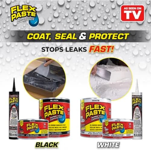 Flex Paste Waterproof Sealant Cartridge 255g (9 oz) | Blocks Water & Air, Paintable Rubberized Barrier thumbnail 2